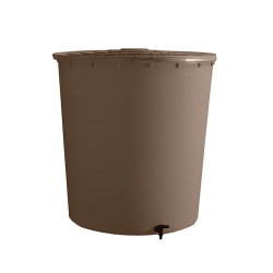 Récupérateur à eau rond 200L taupe - couvercle clipsé et robinet de marque Belli, référence: J7986000