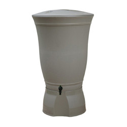 Récuperateur à eau Floral 300L taupe - couvercle, robinet, kit chéneau et socle - Belli