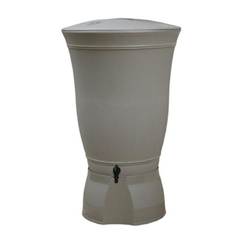 Récuperateur à eau Floral 300L taupe - couvercle, robinet, kit chéneau et socle - Belli