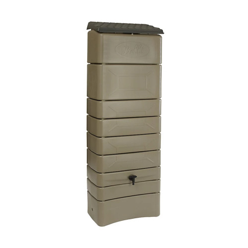 Récupérateur à eau mural 300L taupe - couvercle, robinet, fixation et kit chéneau - Belli