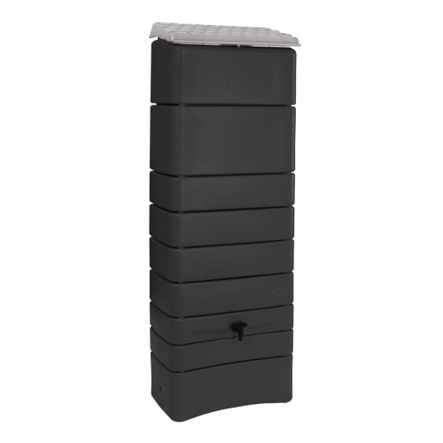 Récupérateur à eau mural 300L anthracite - couvercle, robinet, fixation et kit chéneau - Belli