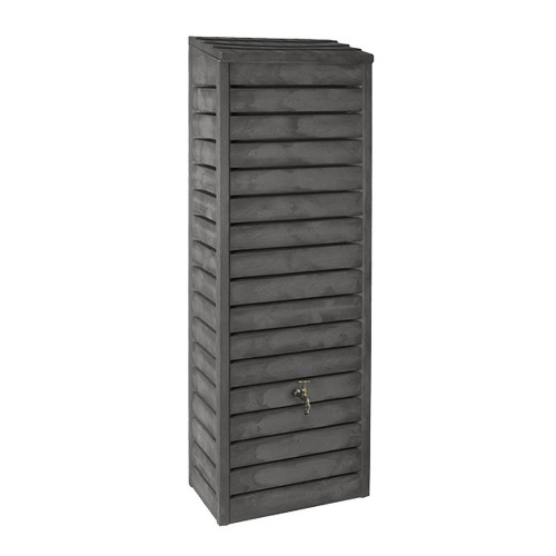 Recuperateur à eau Forestier 300L anthracite - robinet laiton, kit chéneau et 3 bouchons - Belli