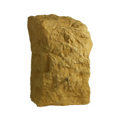 Récupérateur à eau Rocher 300L pierre dorée - couvercle, robinet laiton et kit chéneau - Belli