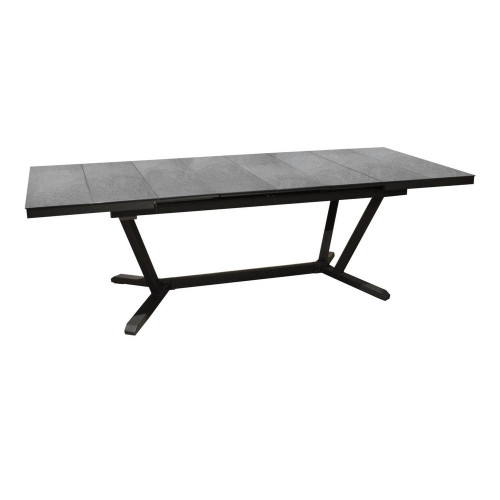 Table de jardin Vita graphite/lucca en Alu 180/240x100 cm - plateau à lames Kedra - PROLOISIRS