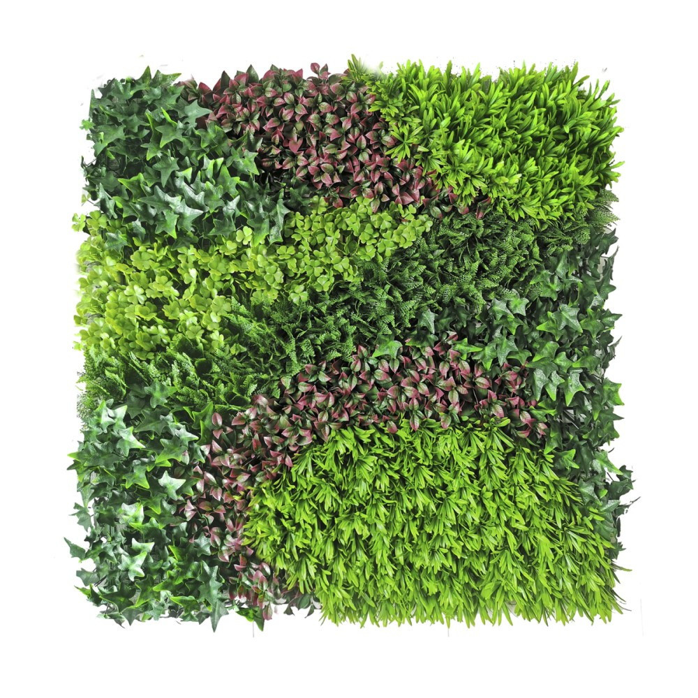 Panneau décoratif feuillage synthétique et motif zigzag COSTA - 1x1m - Vert