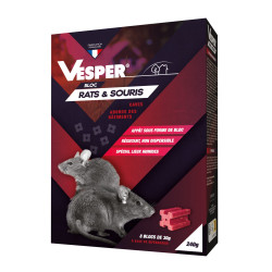 Bloc appât prêt à l'emploi pour rats/souris - 6 blocs de 30 g - Vesper