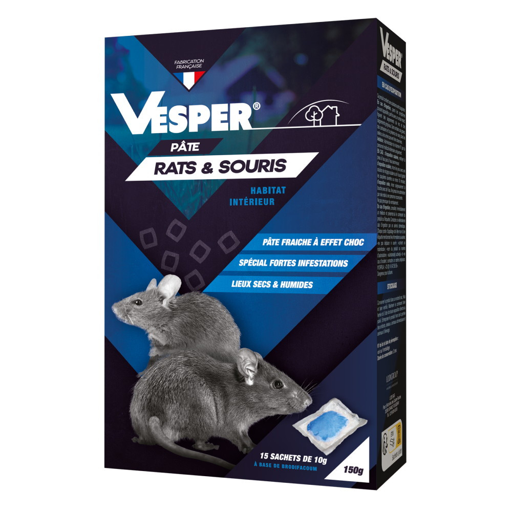 Pâte appât prêt à l'emploi pour rats/souris - 15 sachets de 10 g