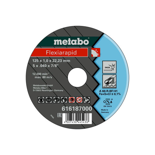 Flexiarapid acier inoxydable TF 41 -  125 x 1,0 x 22,2 3 - Metabo