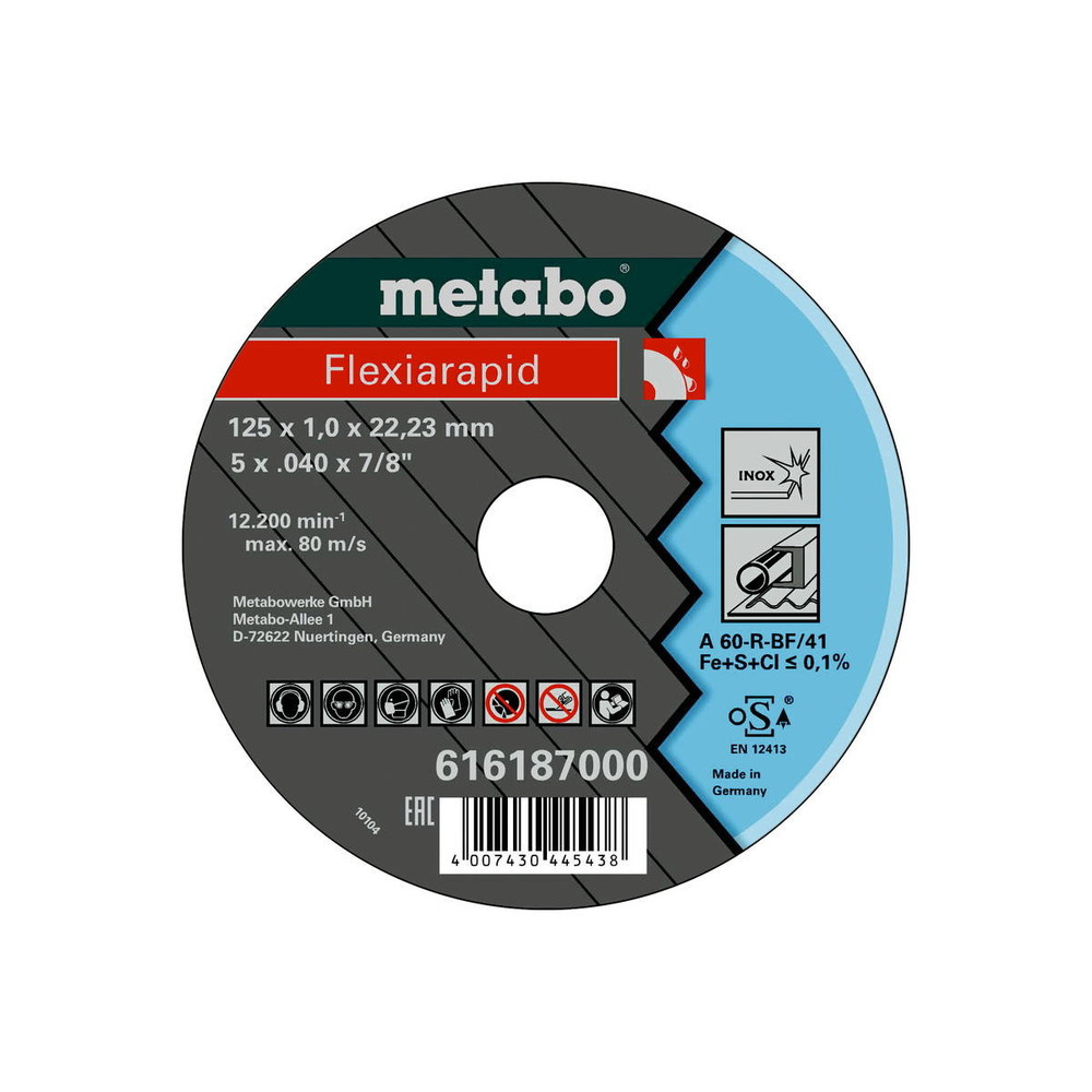 Disque à tronçonner METABO 616187000 Métal Diamètre 22.23 mm Grande longévité - vue 2