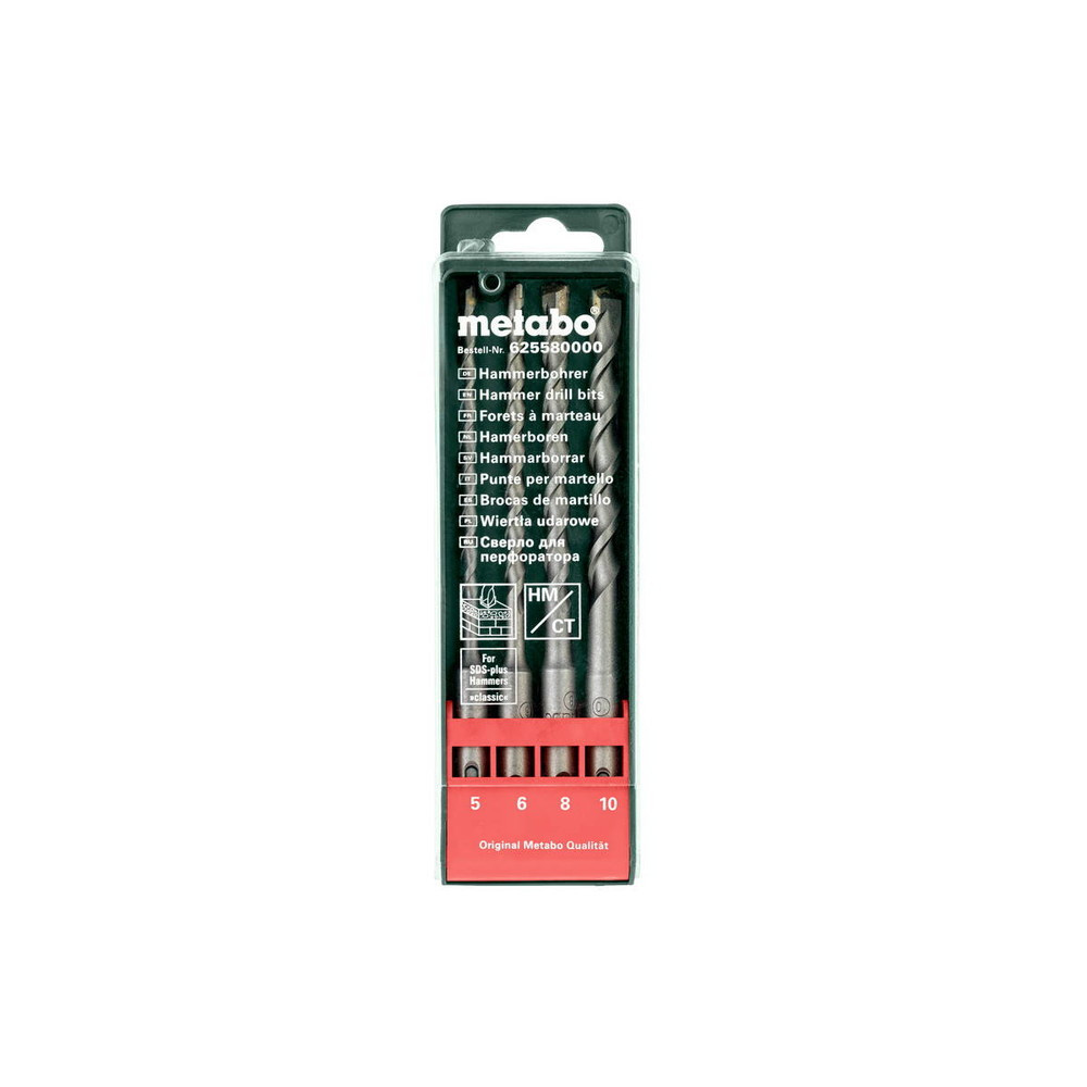 Coffret de 4 pièces pour marteaux perforateurs METABO SDS Plus 3 joules Béton