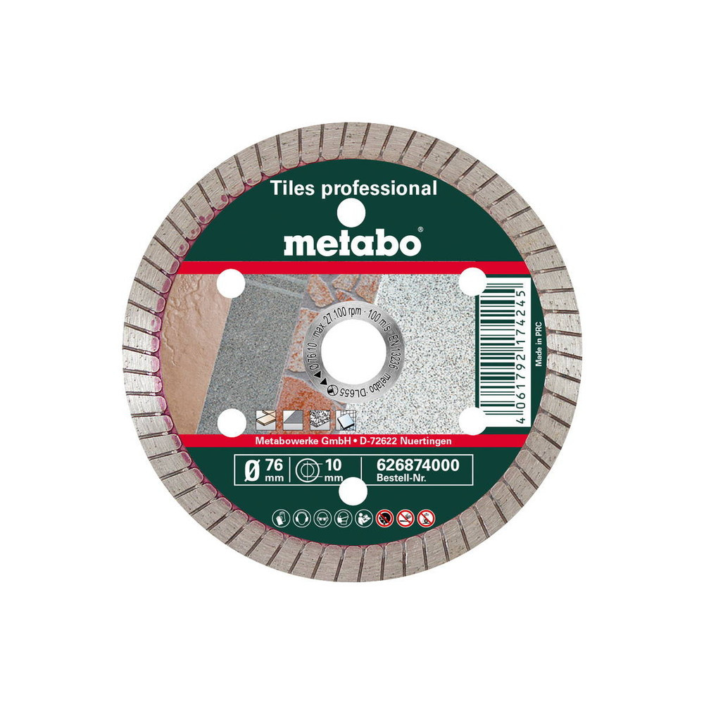 Metabo Meule de tronçonnage diamantée 76x10 0mm « tp » Carrelage « professional » 626874000 - vue 3