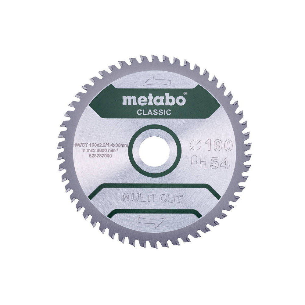 Metabo Lame de scie circ. Classic " Cut" HWCT 190x30 54 FZTZ 5 degrés