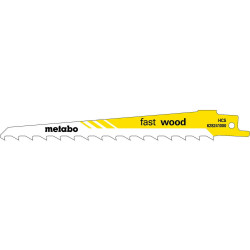 5 lames de scie sabre « fast wood » HCS - 150 x 1,25 mm - Metabo