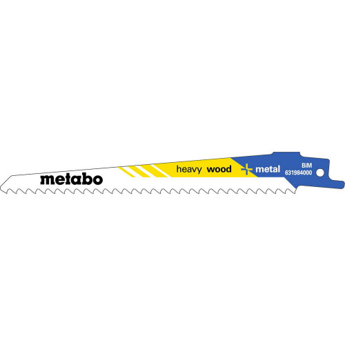 5 lames de scie sabre « heavy wood + metal » BiM - 150 x 1,25 mm - Metabo