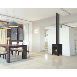 Poêle à bois étanche - OSCAR - 4,8 kW noir – acier et fonte – bûches 30 cm – sortie Ø150 mm - Supra