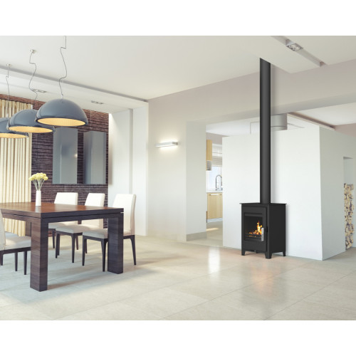 Poêle à bois étanche - OSCAR - 4,8 kW noir – acier et fonte – bûches 30 cm – sortie Ø150 mm - Supra