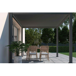 Pergola bioclimatique autoportante anthracite - 300 x 300 x H. 258 cm - Ombréa