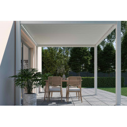 Pergola bioclimatique autoportante blanc - 300 x 300 x H. 258 cm - Ombréa