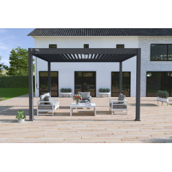 Pergola bioclimatique autoportante anthracite - 300 x 400 x H. 258 cm - Ombréa