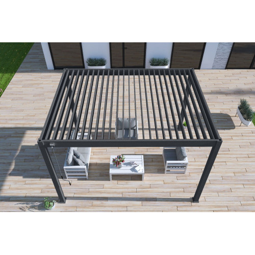 Pergola bioclimatique autoportante anthracite - 300 x 400 x H. 258 cm - Ombréa