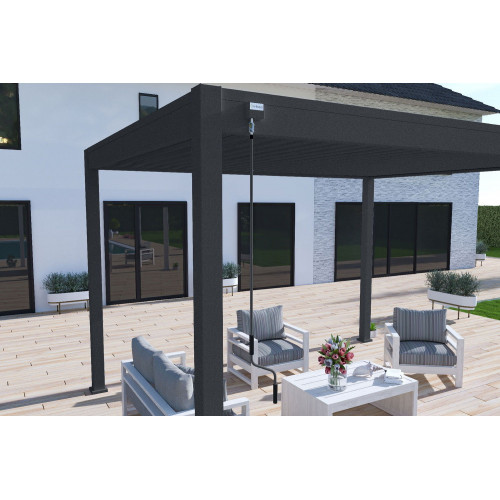 Pergola bioclimatique autoportante anthracite - 300 x 400 x H. 258 cm - Ombréa