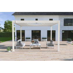 Pergola bioclimatique autoportante blanc - 300 x 400 x H. 258 cm - Ombréa