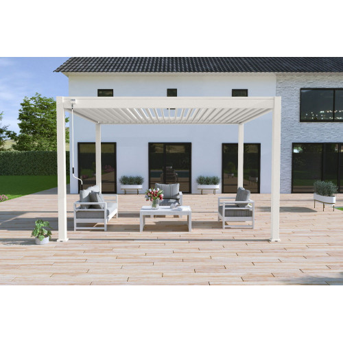 Pergola bioclimatique autoportante blanc - 300 x 400 x H. 258 cm - Ombréa