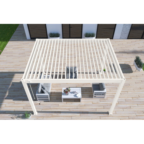 Pergola bioclimatique autoportante blanc - 300 x 400 x H. 258 cm - Ombréa