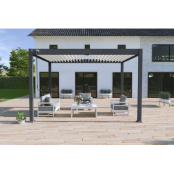 Pergola bioclimatique autoportante bicolore - 300 x 400 x H. 258 cm - Ombréa