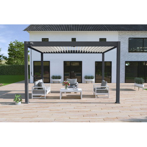 Pergola bioclimatique autoportante bicolore - 300 x 400 x H. 258 cm - Ombréa