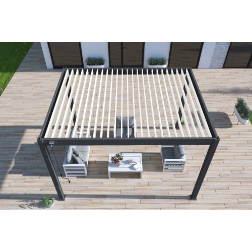 Pergola bioclimatique autoportante bicolore - 300 x 400 x H. 258 cm - Ombréa