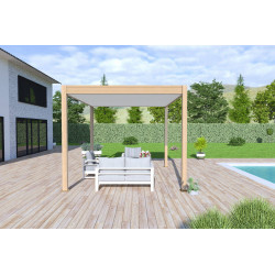 Pergola bioclimatique autoportante bois - 300 x 400 x H. 258 cm - Ombréa