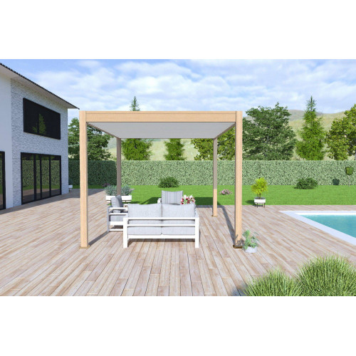 Pergola bioclimatique autoportante bois - 300 x 400 x H. 258 cm - Ombréa