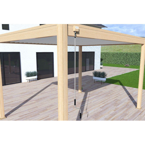 Pergola bioclimatique autoportante bois - 300 x 400 x H. 258 cm - Ombréa