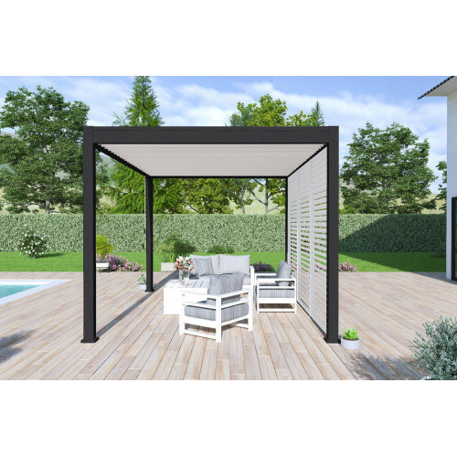 Pergola bioclimatique autoportante noir/blanc - 300 x 400 x H. 258 cm - Ombréa