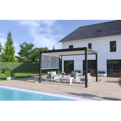 Pergola bioclimatique autoportante noir/blanc - 300 x 400 x H. 258 cm - Ombréa