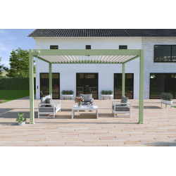 Pergola bioclimatique autoportante vert/blanc - 300 x 400 x H. 258 cm - Ombréa