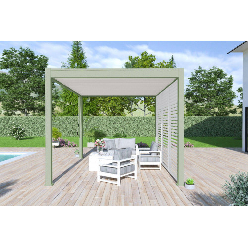 Pergola bioclimatique autoportante vert/blanc - 300 x 400 x H. 258 cm - Ombréa