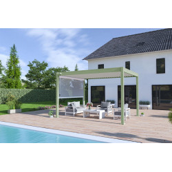 Pergola bioclimatique autoportante vert/blanc - 300 x 400 x H. 258 cm - Ombréa