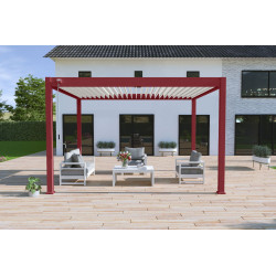 Pergola bioclimatique autoportante rouge/blanc - 300 x 400 x H. 258 cm - Ombréa