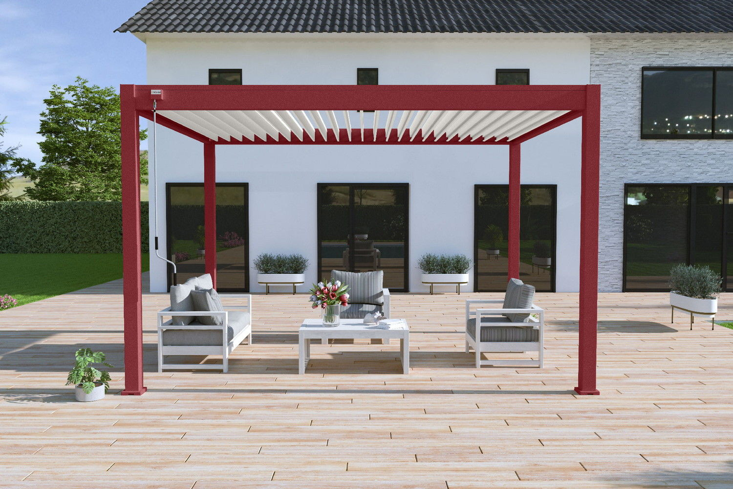 Pergola bioclimatique autoportée collection VS 3x4M basque et - vue 3