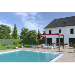 Pergola bioclimatique autoportante rouge/blanc - 300 x 400 x H. 258 cm - Ombréa