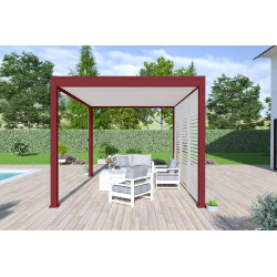 Pergola bioclimatique autoportante rouge/blanc - 300 x 400 x H. 258 cm - Ombréa