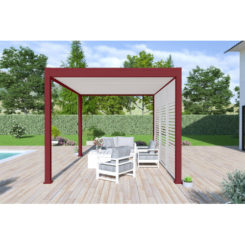 Pergola bioclimatique autoportante rouge/blanc - 300 x 400 x H. 258 cm - Ombréa