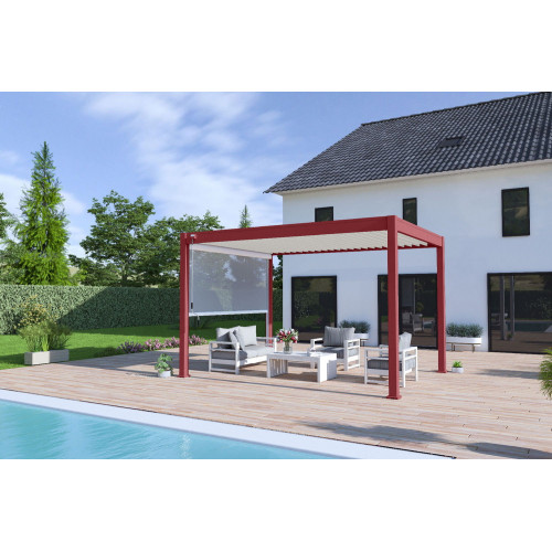 Pergola bioclimatique autoportante rouge/blanc - 300 x 400 x H. 258 cm - Ombréa