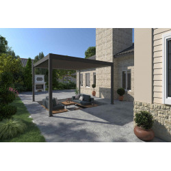 Pergola bioclimatique autoportante anthracite - 400 x 400 x H. 258 cm - Ombréa