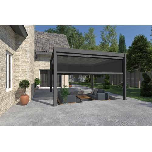 Pergola bioclimatique autoportante anthracite - 400 x 400 x H. 258 cm - Ombréa