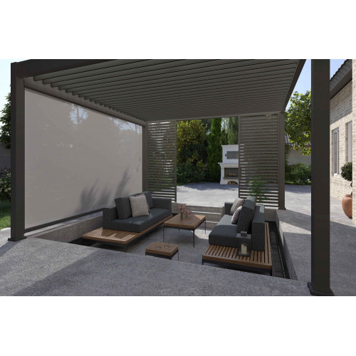 Pergola bioclimatique autoportante anthracite - 400 x 400 x H. 258 cm - Ombréa