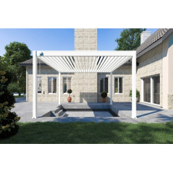 Pergola bioclimatique autoportante blanc - 400 x 400 x H. 258 cm - Ombréa