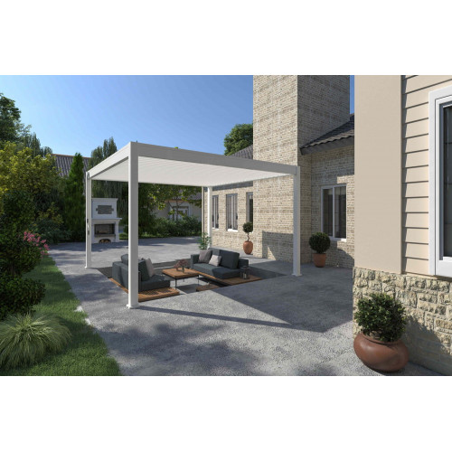 Pergola bioclimatique autoportante blanc - 400 x 400 x H. 258 cm - Ombréa